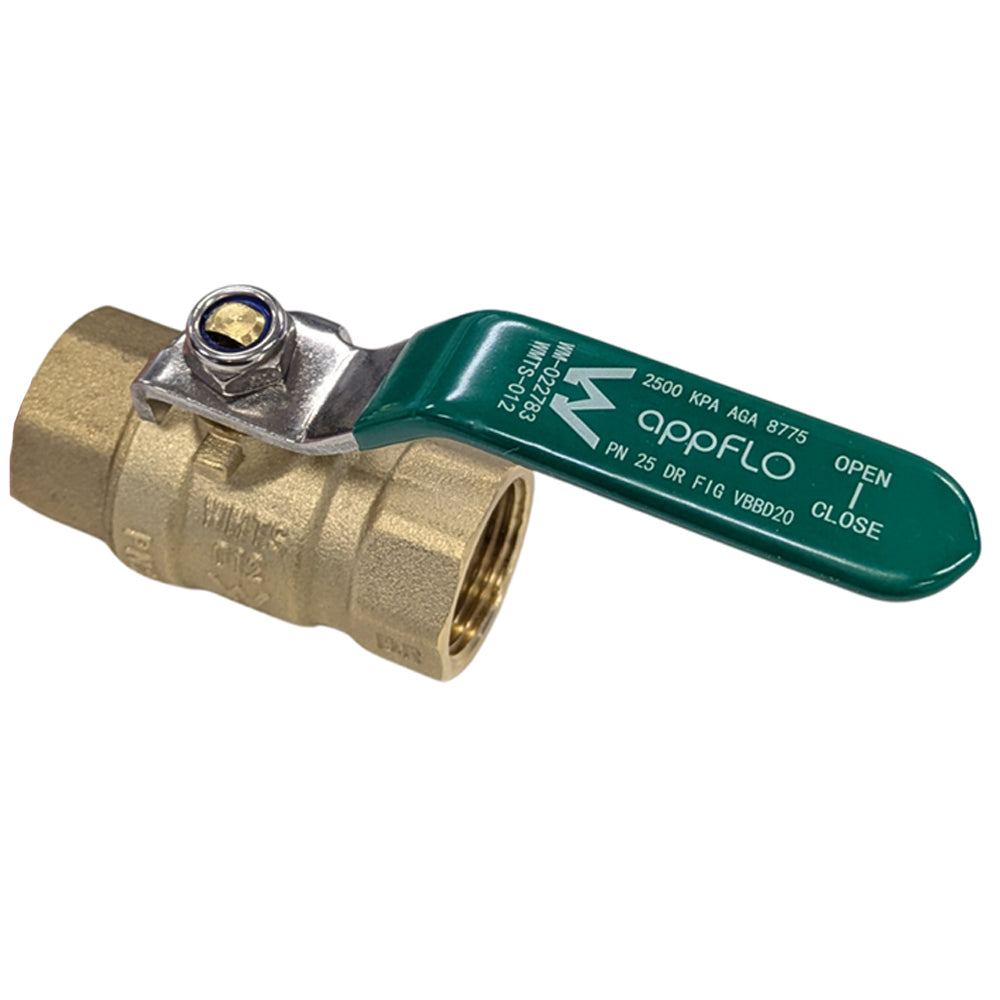 Brass ball valve with green handle