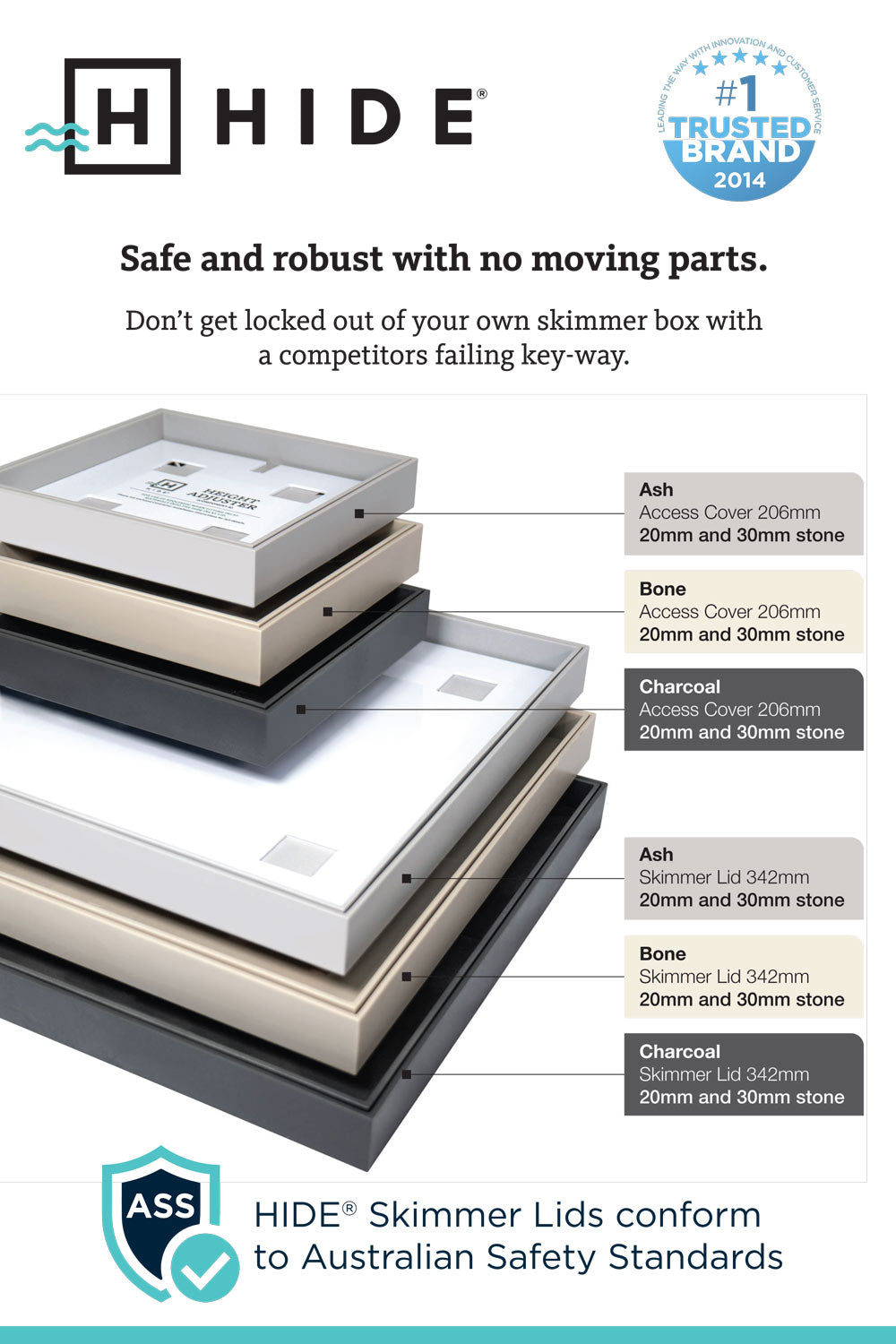 Hide Skimmer Lid & Access Cover - Stainless Steel Lid with Polymer Edge Protector