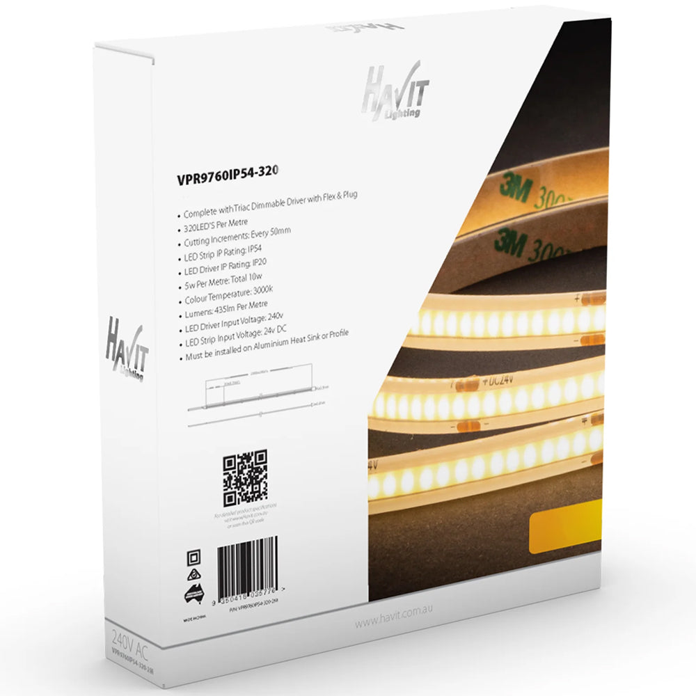 Havit Viper Waterproof COB 3000k Warm White LED Strip Light Kit