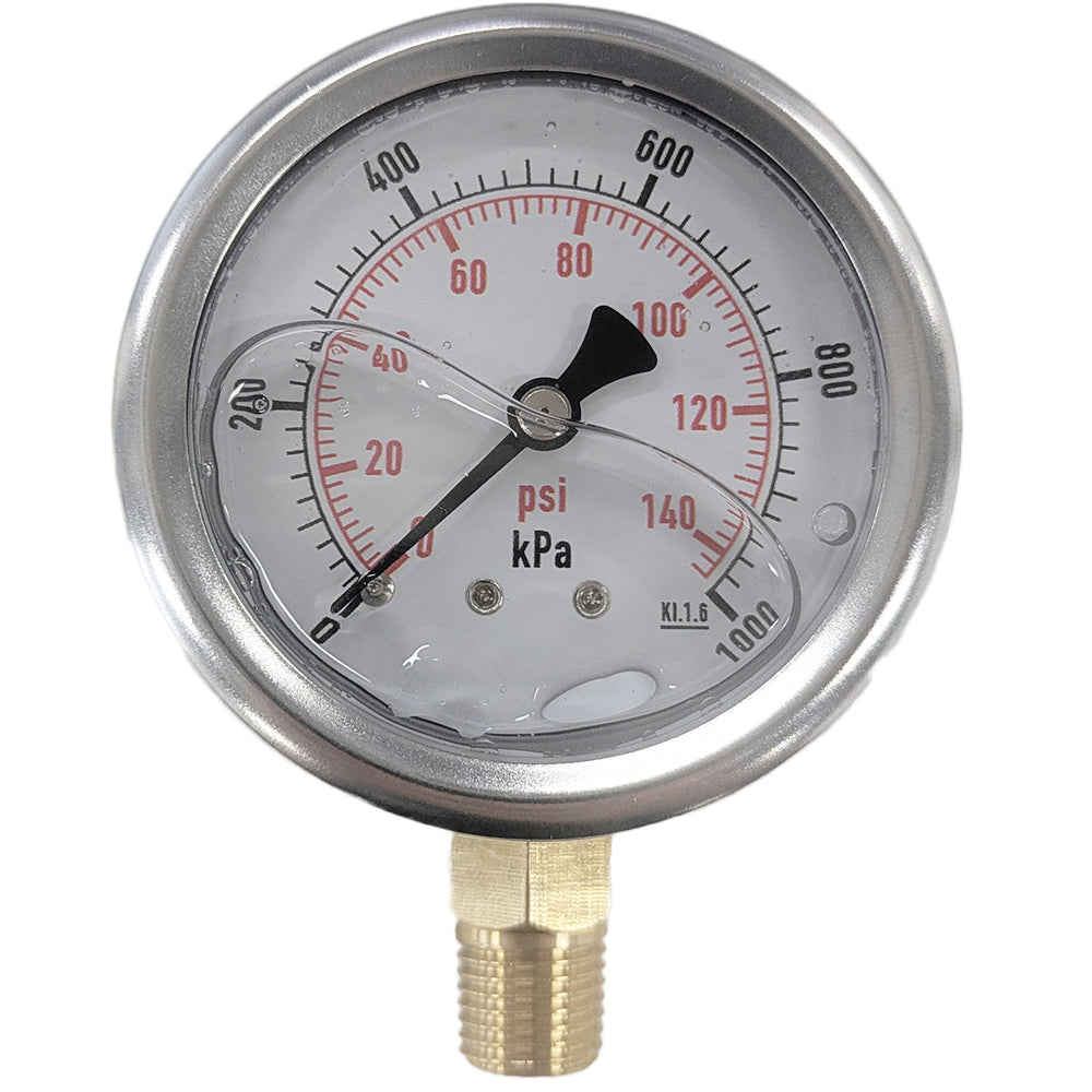 HR Products Liquid Filled 0-145psi Water Pressure Gauge
