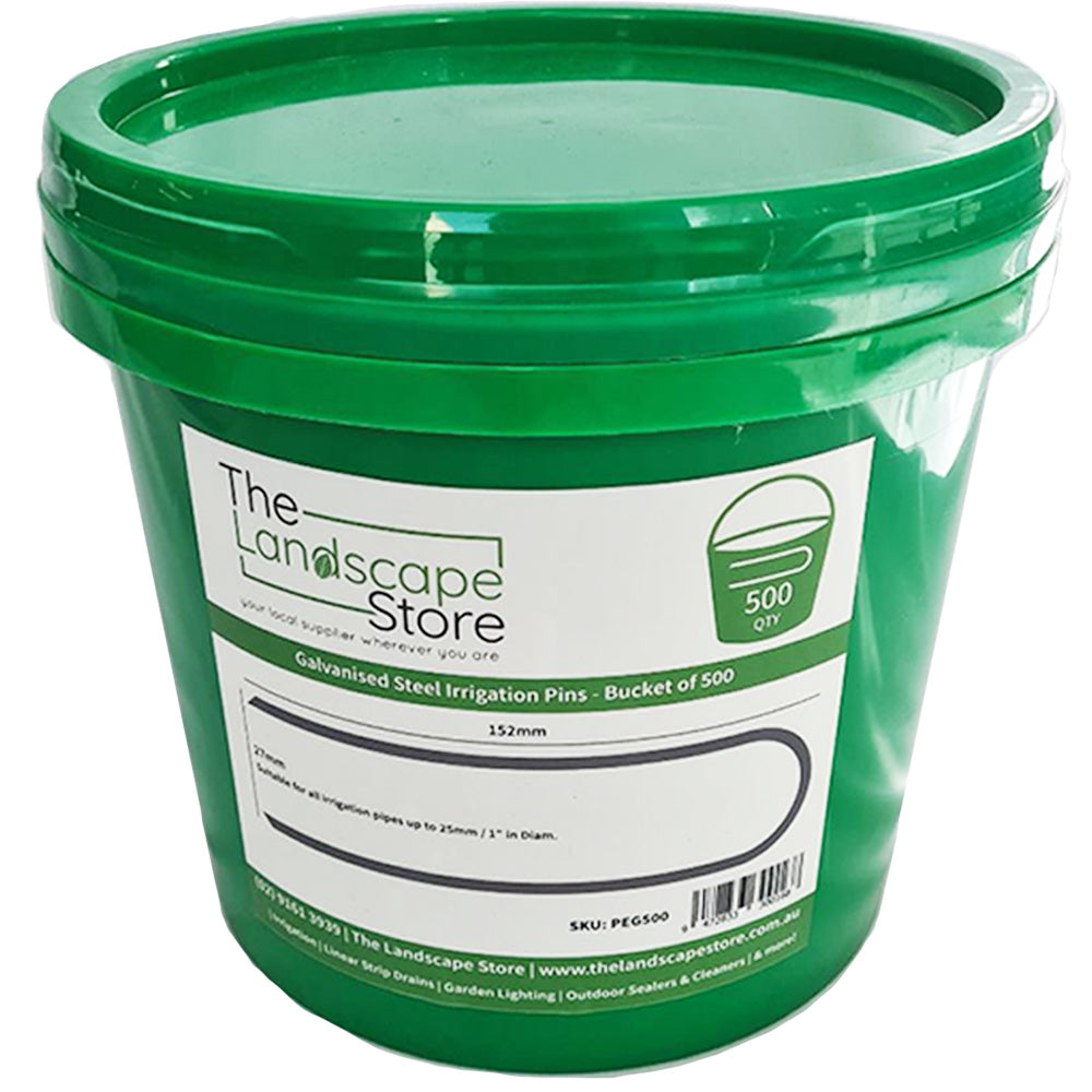 bucket of 500 galvanised steel matting pegs