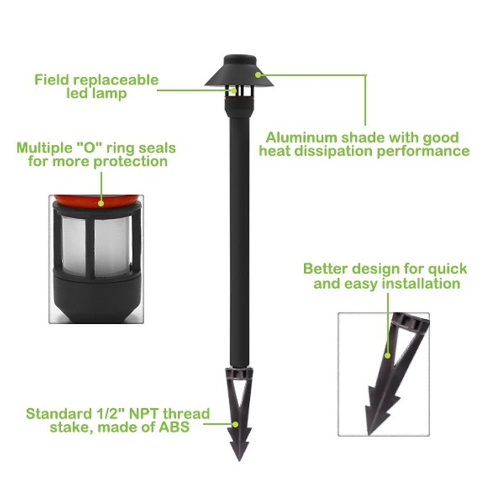 Pro Light Club Black Aluminium Small Shaded Path Light