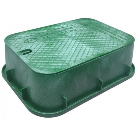 a green heavy duty valve box from toro on a white background.