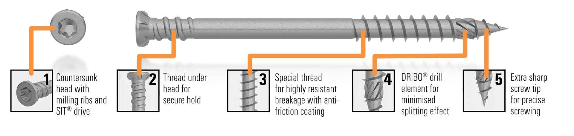 AnchorMark 316 Stainless Steel Boardwalk Timber Screws - 6mm