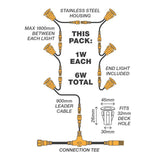 Holman 45mm Warm White LED Deck Lights Pack of 6