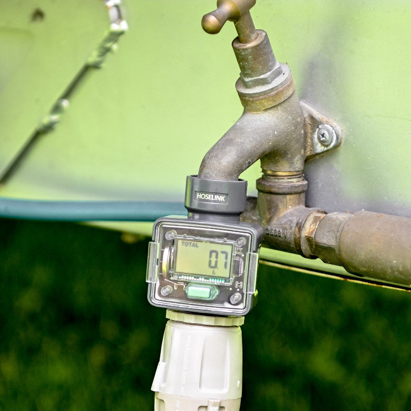 Hoselink Water Flow Meter packaging and product