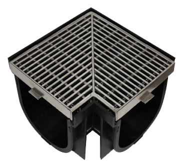 Everhard - EasyDRAIN Black Polymer Channel with EURODESIGN 316 Stainless Steel Heel Friendly Grate