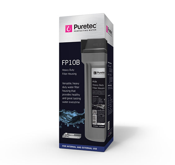 Puretec FP10B 10" Heavy Duty Water Filter Housing Kit Grey 20mm Connections