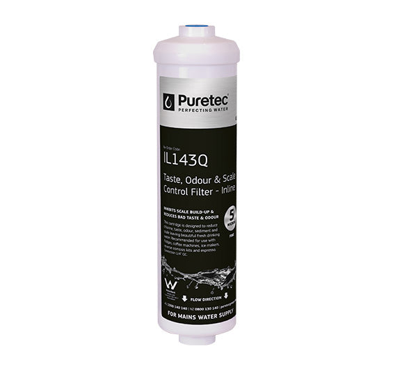 Puretec IL143Q 5 Micron Triple Action Inline Fridge Water Filter Cartridge 10"