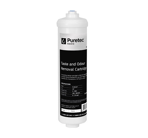 Puretec Basic IN143C Inline Fridge Water Filter Cartridge 5 Micron 1/4" QC Tube