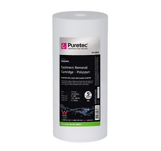 Puretec PX05MP1 Polyspun 5 Micron Sediment Water Filter Cartridge 4.5" x 10"